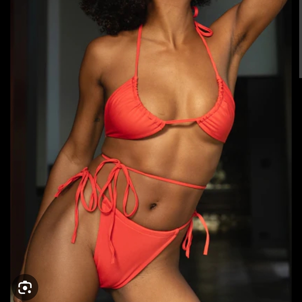 Vibrant Red Halter Bikini Bottoms (Fiesta Red)